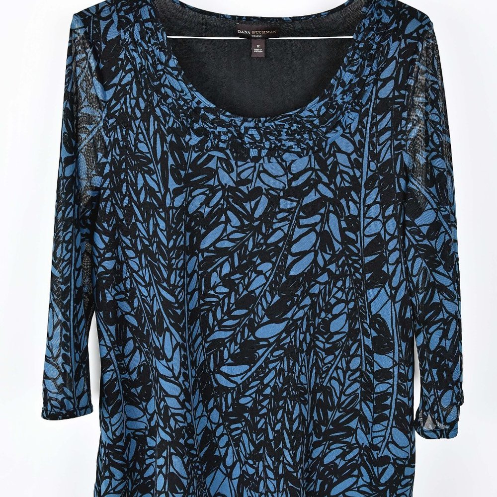 Dana Buchman Blouse--Blue & Black--Size 1X